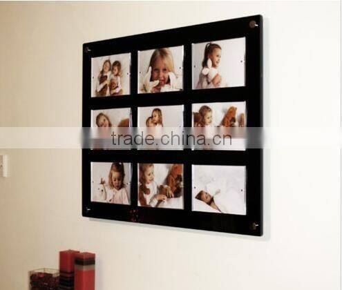 black and clear acrylic magnet photo frame, plexi-glass picture frame