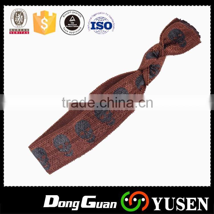 New style fashion custom printed polyester elastic hair tie with wholesales