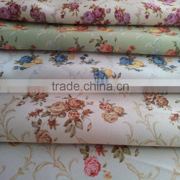 Two Sides Dull Blackout Fabric Flower Printing Curtain Fabric for household
