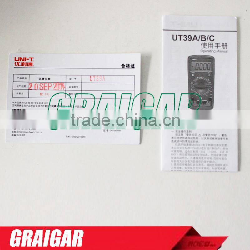 General Digital Multimeters UNI-T UT39A AC DC Voltage and Current Manual Range Handheld Portable multimeter