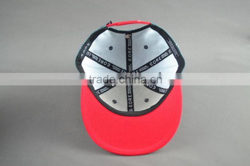 Custom 100% cotton twill 6-panel hats snapback cap with 3D embroidery