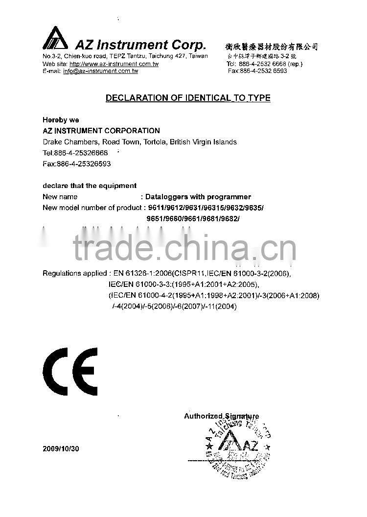 Pressure Data logger AZ9632 Model Differential Pressure Manometer Datalogger Supplier