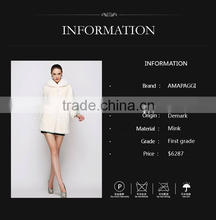 Factory diectly sale white mink fur coat wholesale
