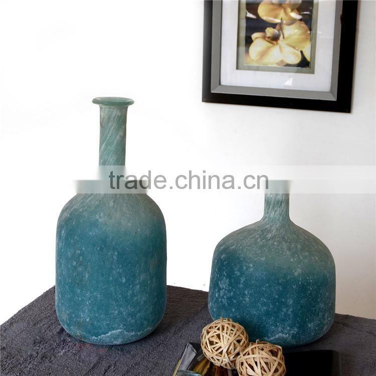 OUBOAO unique design handmade retro style smoke gray matte glass flower vase