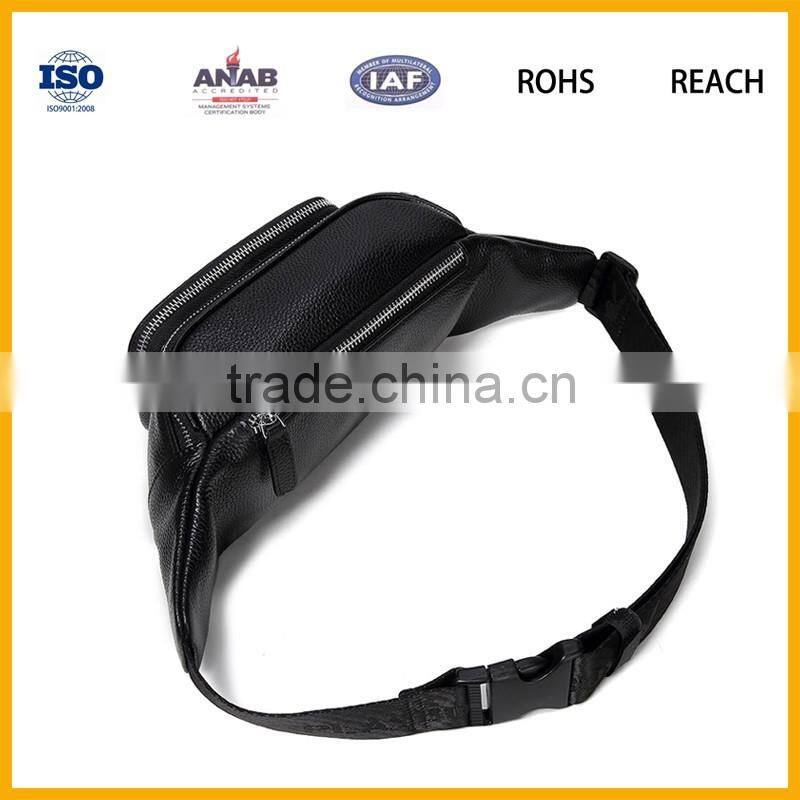 Elegant Design Favorable Price Black PU Material Unisex Cycling Waist Bag with Small Pocket