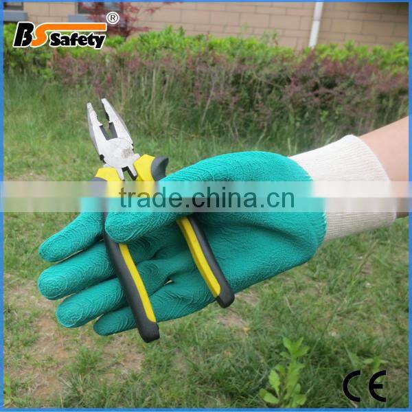 BSSAFETY 13 Guage Green Nylon Lining Foam Latex 3/4 Dipped Rigger Gloves