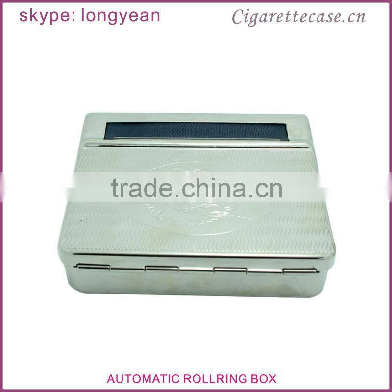 embossed design metal automatic cigarette rolling box