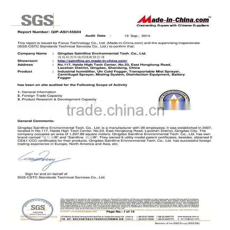 Humidification System For Textile Factory, Centrifugal Misting Sprayer