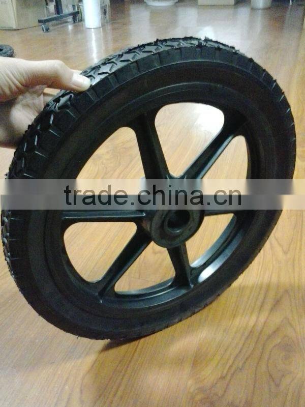 14x1.75" semi-pneumatic rubber wheel with plastic wheel rim