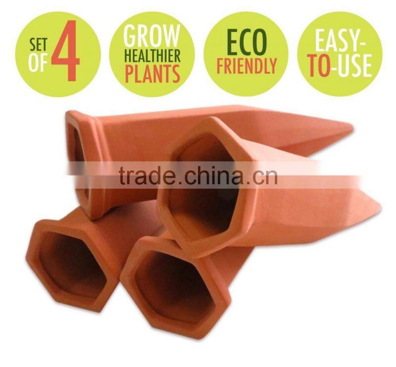 Terracotta Plant Watering Count Wine Bottle Stake Set