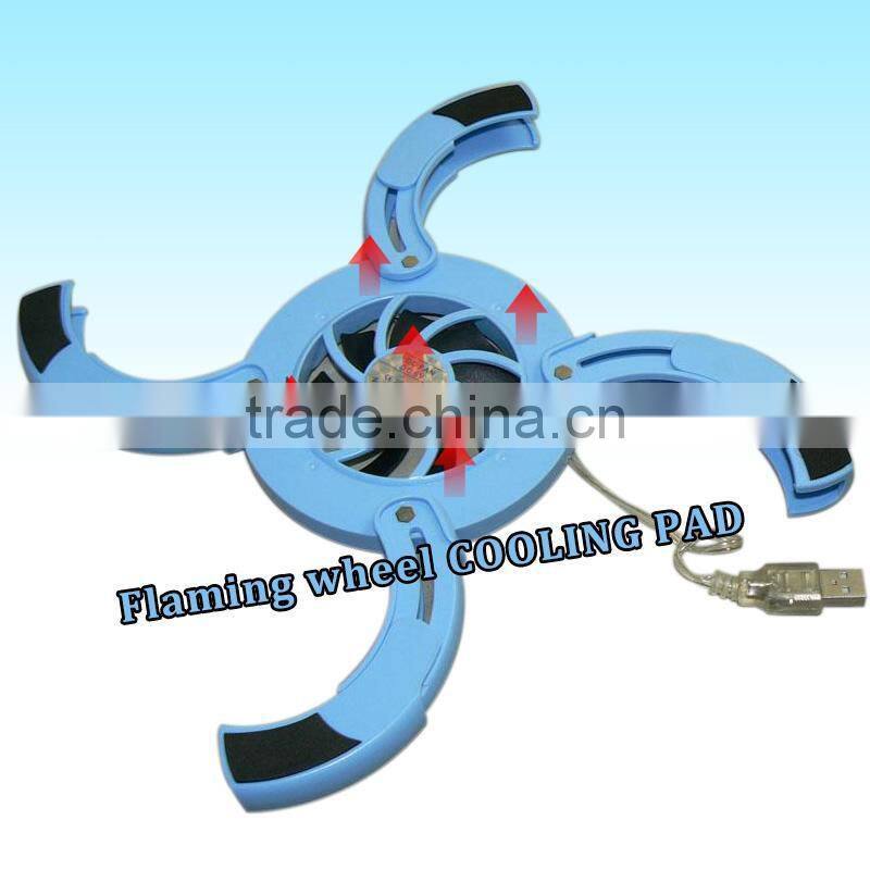 Cheap Stock cool fan notebook cooling pad USB Cooling Pad Flaming wheel Laptop Cooler Pad Fan for Laptop Notebook