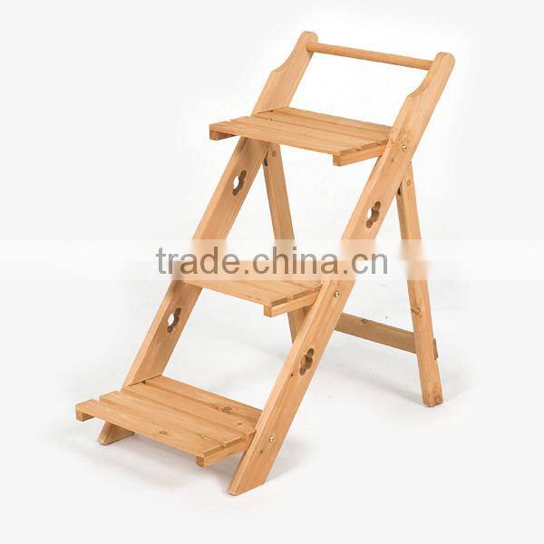 3 tier wooden flower stand/flower pot stand /Folding 3 Tier Wooden Etagere