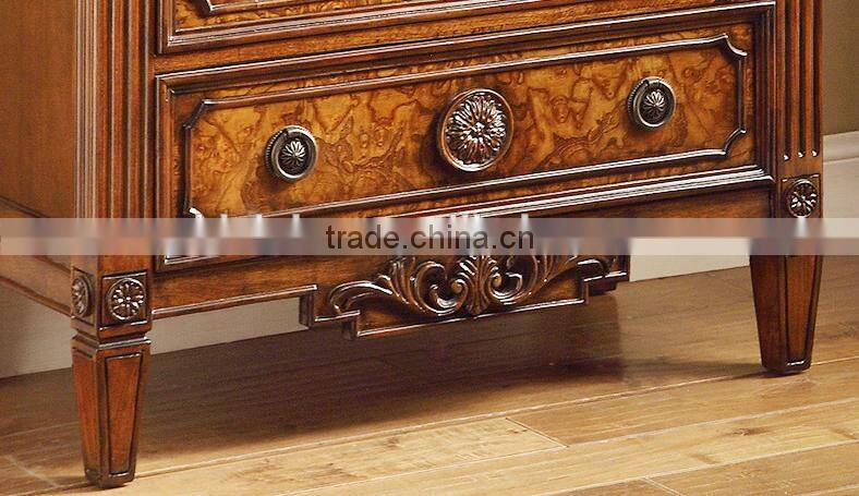 Classic American solid wood furniture five drawers side cabinet