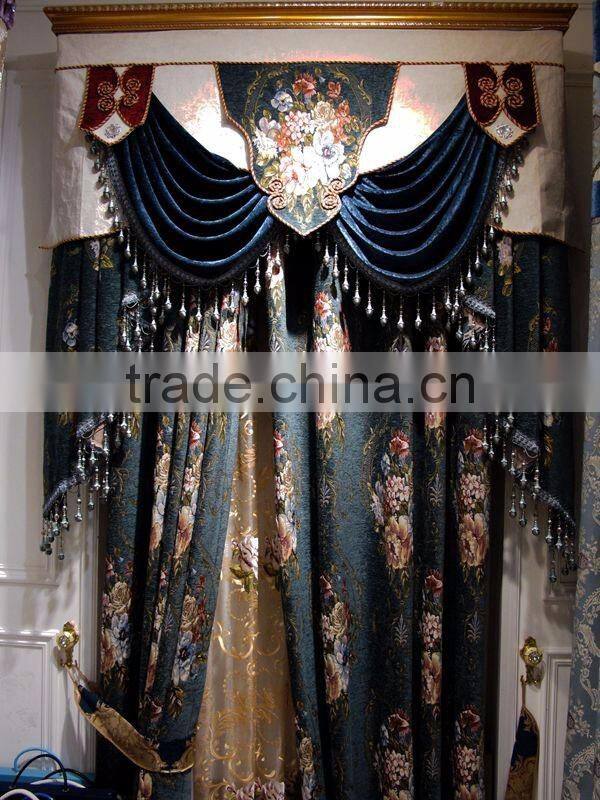 Antique French Style Living Room Pleat Blackout Curtains With Valance