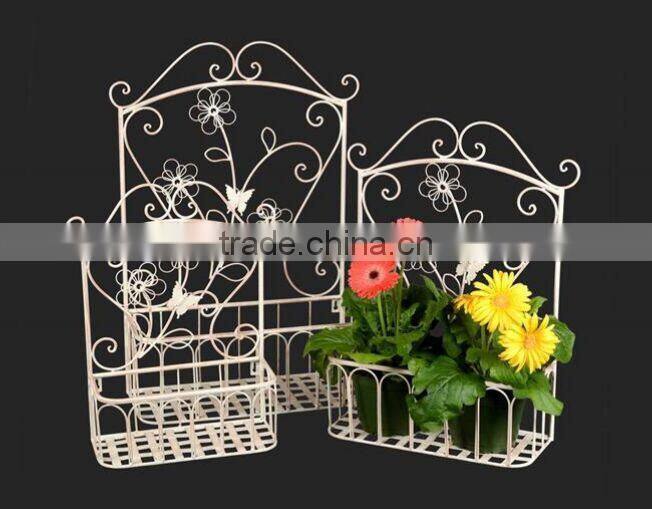 Set of 3 pieces white powdercoat shelf planters