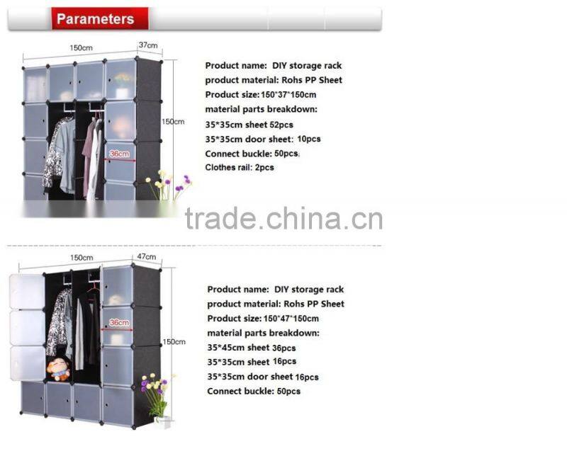 DIY Plastic Bookshelf Closet Wardrobe Cabinet Bathroom Shelf Shoe Rack