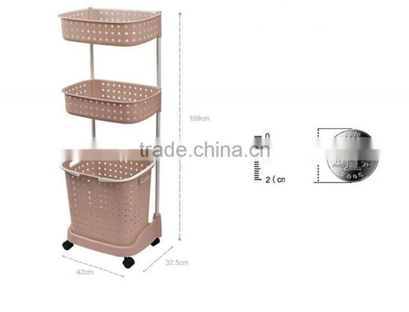 Plastic Household laundry basket clothing barrels Laundry Basket Sorter Care Rolling Cart