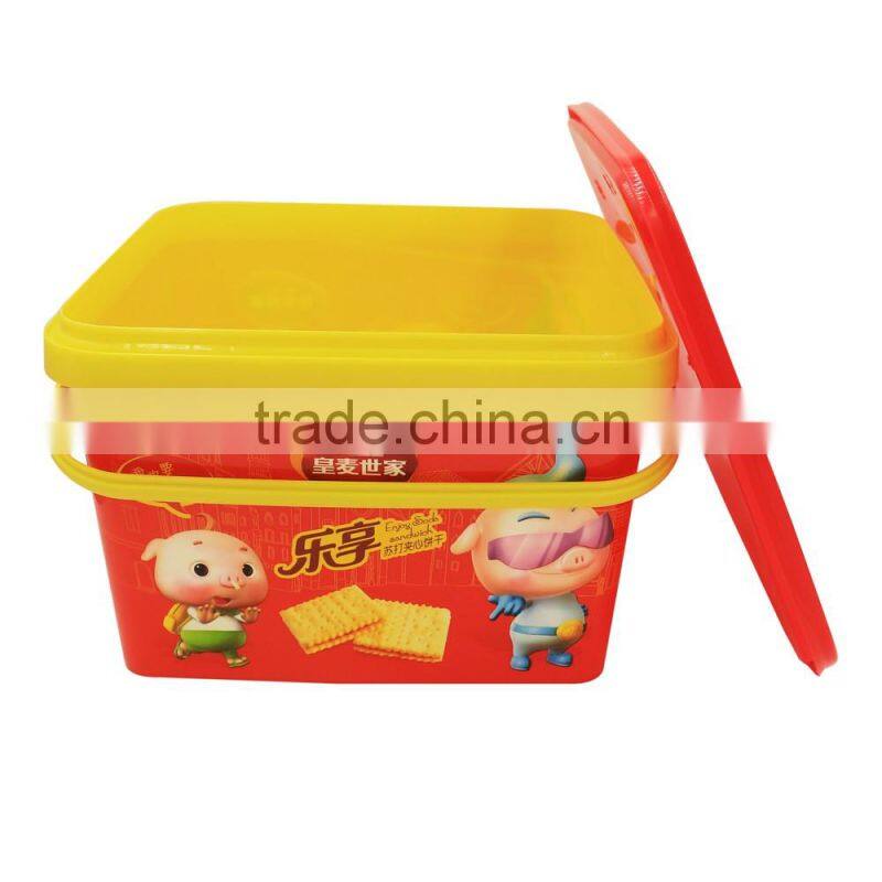 2.5L In Mold Labeling for Plastic Biscuit Box,PP Biscuit Tub,Square Biscuit Containers.