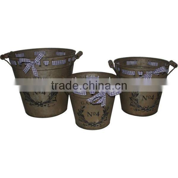 Metal Printed Flower Pot Set of 3 Metal Planter Set of 3 Metal Garden Pot Set of 3
