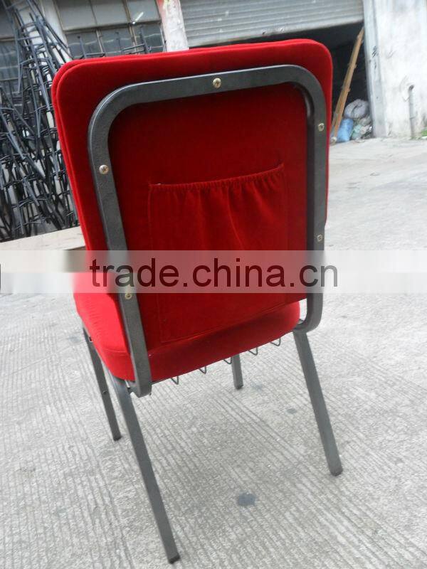 Red color Utility Iron metal with Shaped cotton church chair