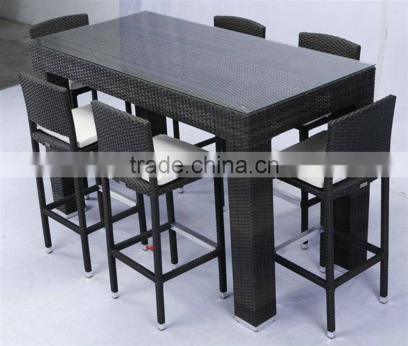 2017 Trade Assurance Hot Sale outdoor pe rattan modular metal garden and patio bar table set furniture