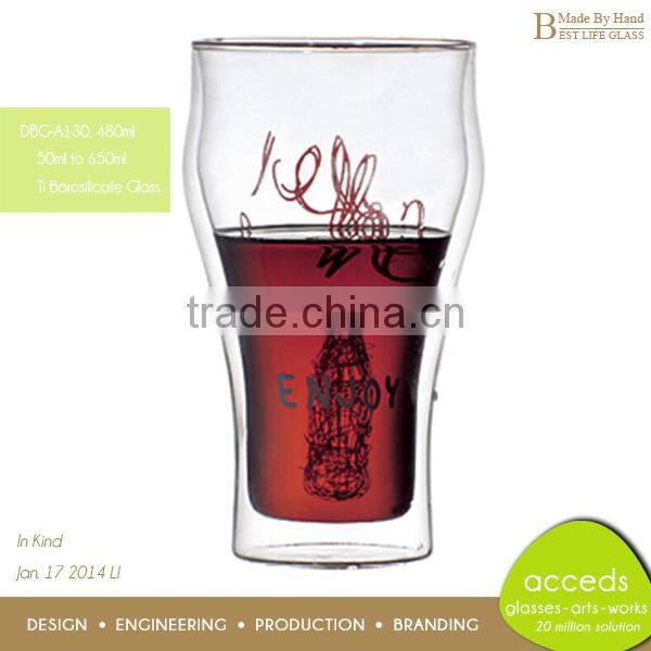 Handcrafted Made-By-Hand Glass Beer Mugs Without Handles