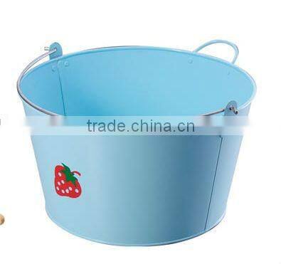 Orange Round Galvanized Steel & Power Coating Beverage/beer Ice Bucket With Handle Metal Wash Tub