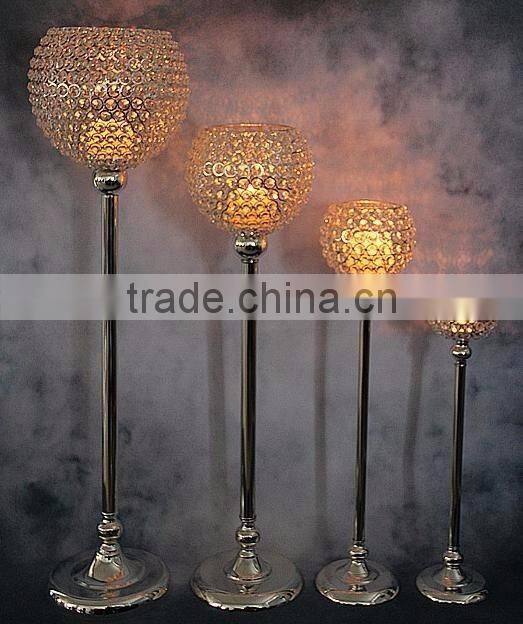gold plated centerpiece crystal ball table decor candle holder