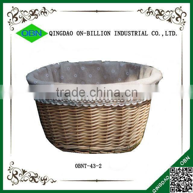 Lined woven bicycle wicker basket bicycle