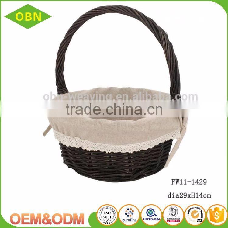 Custom 100% handmade eco-friendly handled colorful fancy natural wicker gift Easter basket with liner