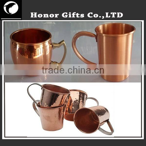 Copper Drinking Mug Cup Brass Handle Hammered Cup