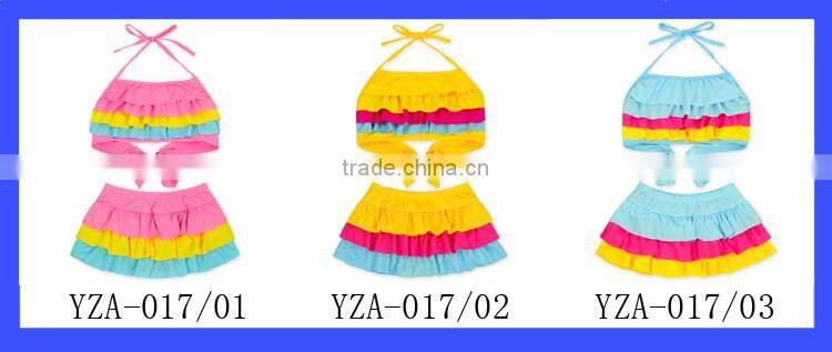 2017 New Arrival Summer Girls Colorful Ruffle Bikini Swimming wear