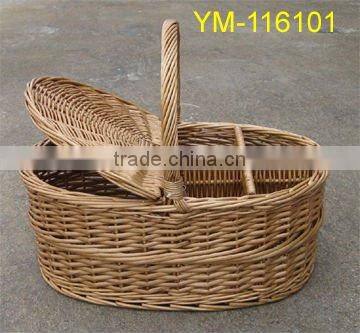 100% handmade cheap willow wicker basket with handle