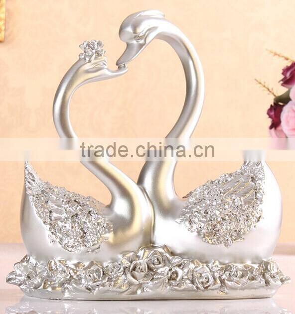 Golden resin couple swan decorative figurines
