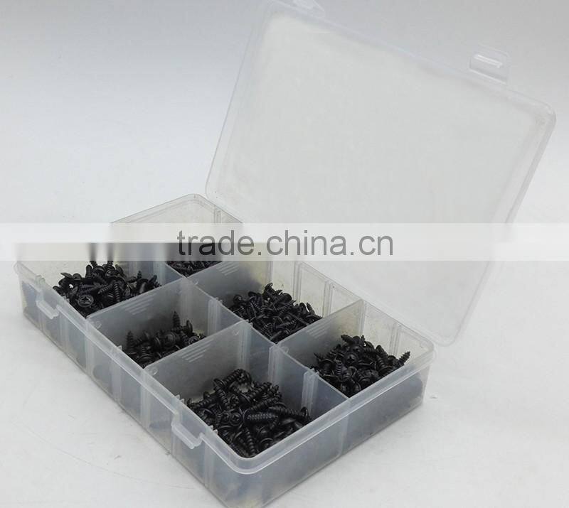 DIY Assortment Box of 700 Black Self Tapping Screws PZD Flange 350563