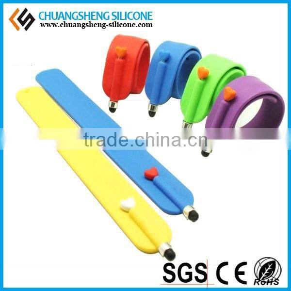 Silicone slap band with touch pen for digital phone