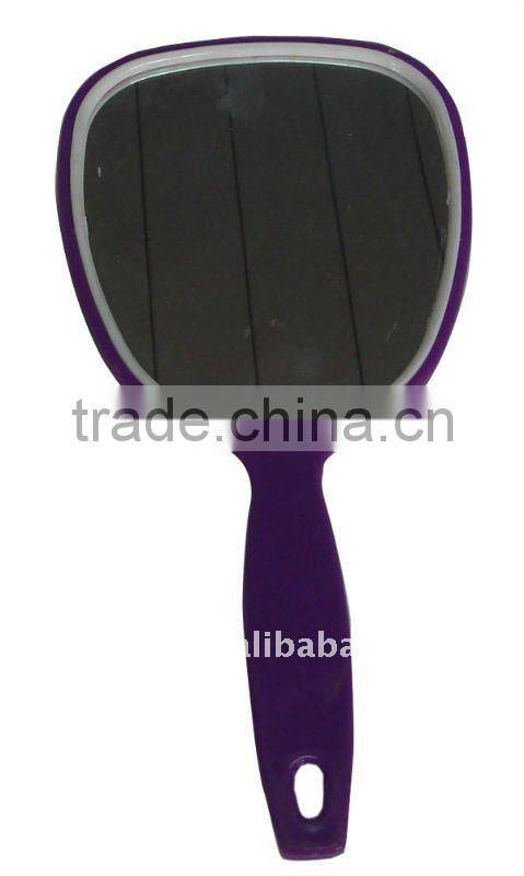 pink round folded and sliver handheld Cosmetic Mirror