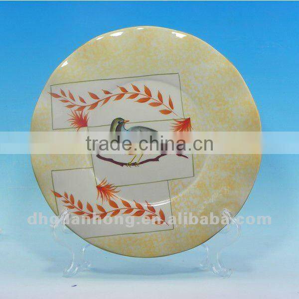 USA round colorful ceramic plate for dessert porcelain plate