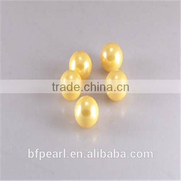 Half-drilled 10mm Yellow Round Shell Pearl Bead for Earrings or Pendent