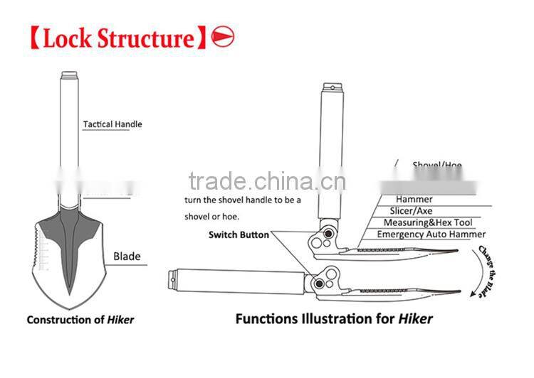 Bushcraft Survival Shovel Survival Knife Camping Knife Folding 2015 Tactical Spade Camping Hiking Shovel Wooden Shovel