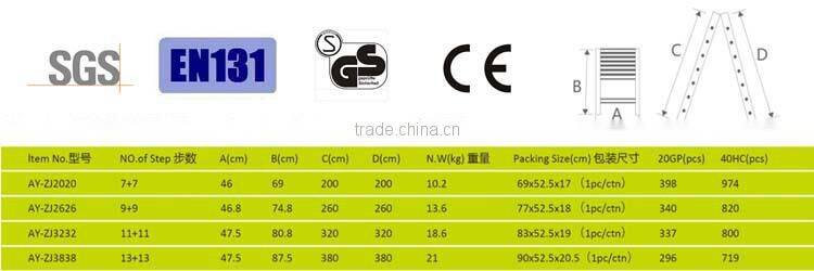 2015 hot sell equilateral aluminum telescopic ladder