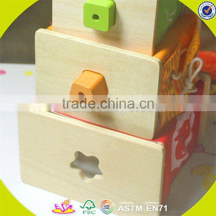 Wholesale funny kids wooden stacking cup blocks toy hot sale beautiful baby wooden stacking cup blocks toy W13D089