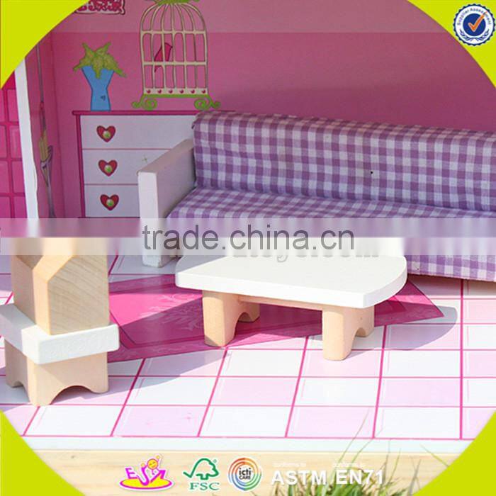 wholesale wooden dollhouse toy for children, lovely wooden dollhouse toy, popular wooden dollhouse toy for kids W06A104