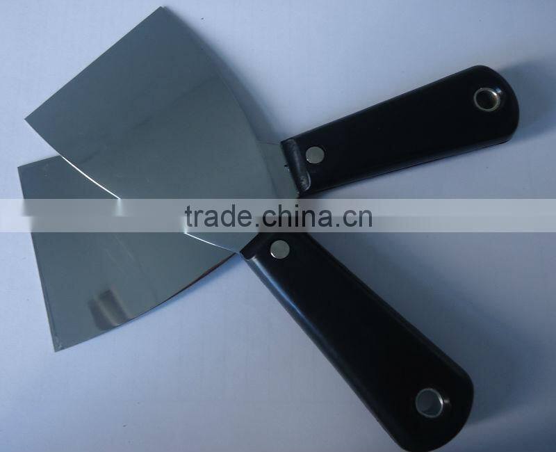 Stainless steel putty knife with plastic handle