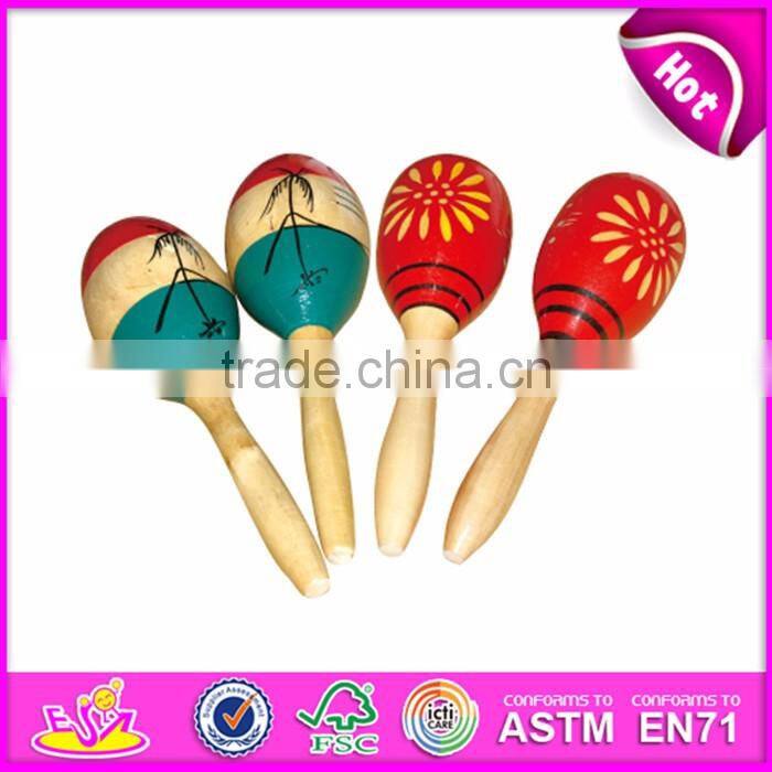 2017 Handmade toy percussion instrument wooden baby maracas for sale W07I059