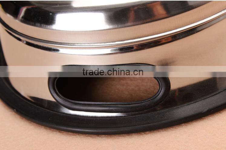 Hot sell Dog bowl with Side Grip handle rubber ring metal Stainless Steel Eating Surface animal Pet feeder/waterer