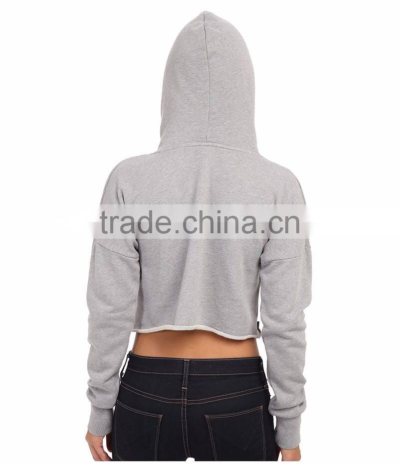 women custom print french terry crop top hoodie