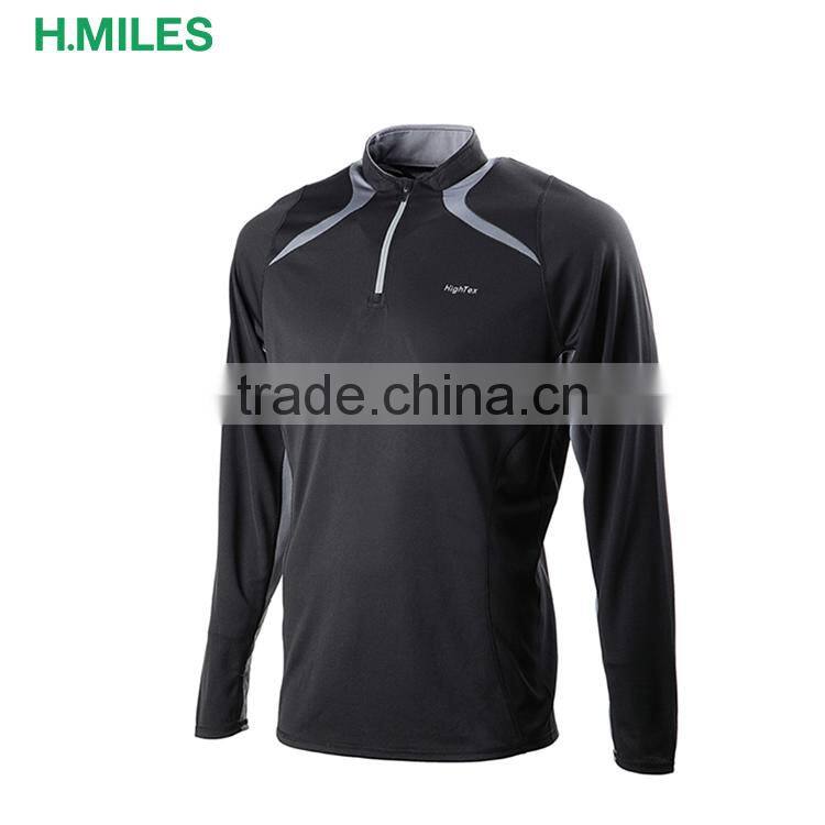 Black half-zipper in the front long sleeve t shirt men's