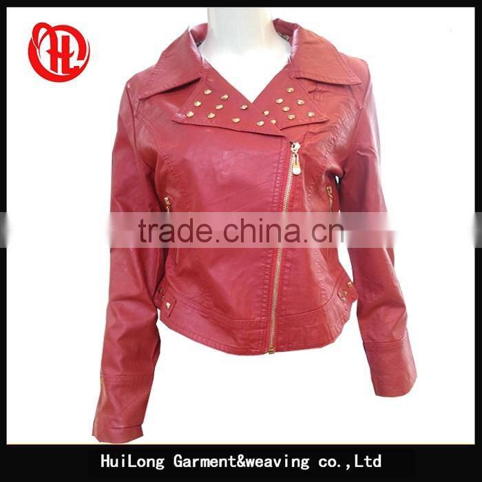 2017 ladies PU short cool motorcycle jacket wholesale