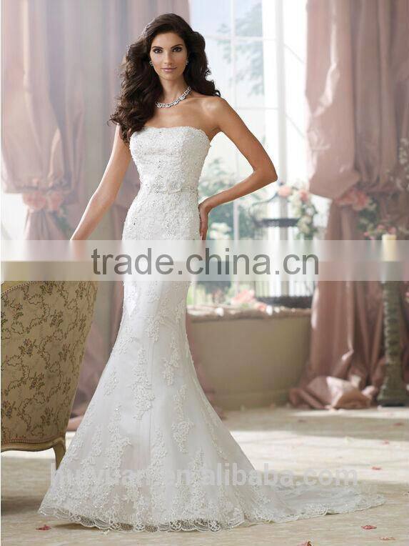sexy white lace satin sleeveless mermaid bridesmaid garment